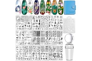 Biutee Nail Stamping Plates Set 15PCS Nail Art Stamper Scraper Nail Art Stamping Kit with Storage Bag Gift Box Nail Stamp Template Kit Lace Flower Butterfly Star Christmas Holiday Design