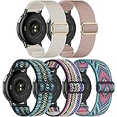 Kollody 5 Pack Stretchy Nylon Watch Bands Compatible with Garmin Vivoactive 5/6/Forerunner 55/165,20mm Soft Elastic Fabric Adjustable Replacement Sport Straps for Garmin Venu Sq 2 Women Men