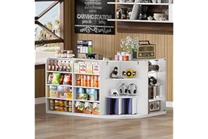 PAKASEPT Reception Desk with Counter for Retail & Checkout,Modern Front Reception Counter with Drawers & Open Shelves,L-Shaped Retail Counter with Storage for Countertop,Beauty Salon,Shop,Bar,White