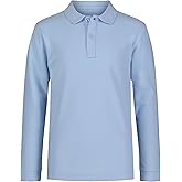 Nautica Boys School Uniform Long Sleeve Polo Shirt, Button Closure, Comfortable, Breathable Fabric