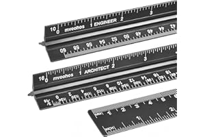 MVEOHOS Architectural&Engineering Triangular Scale Ruler, 12 Inch Architectural Scale Ruler Set, Laser-Etched Aluminum with Stainless Steel Ruler for Architects, Students, Draftsman, Engineers (3 PCS)