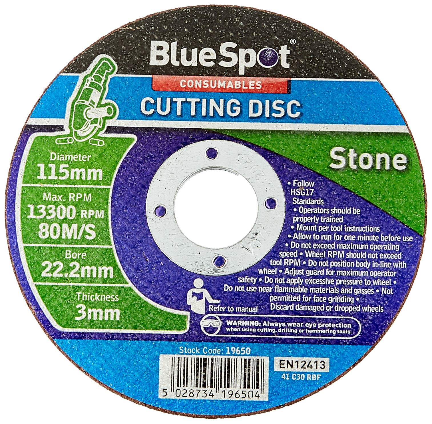Blue Spot 4 1/2" Stone Cutting Disc