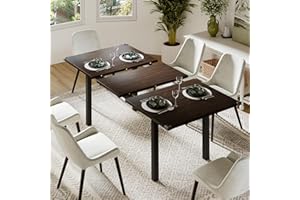 Feonase 63" Extendable Kitchen Table, Modern Farmhouse Dining Table for 4-8, Wooden Dining Room Table for Small Space, Dining Room, Home Office, Living Room Furniture, Espresso