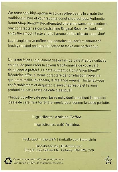 AUTHENTIC DONUT SHOP BLEND DECAFFEINATED SINGLE CUP COFFEE FOR KEURIG K-CUP BREWERS, 24 COUNT