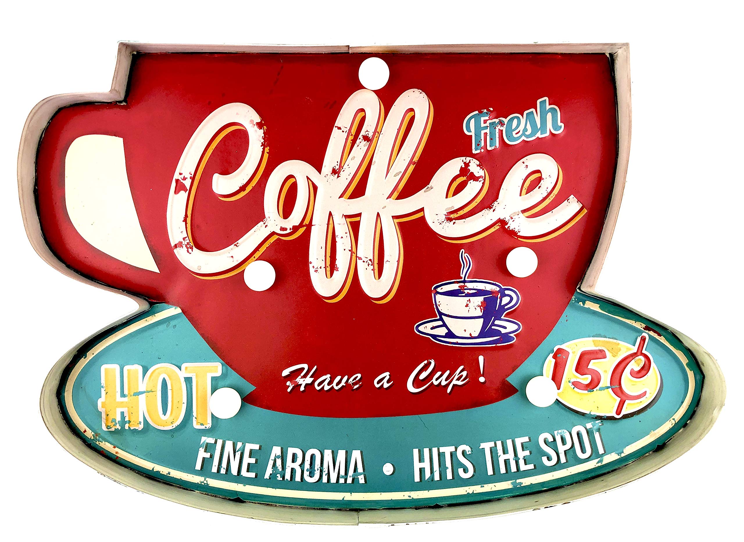 DiiliHiiri Luminous LED Sign Retro Sign for Garage Cafeteria Restaurant Kitchen Vintage Metal Sign Accessories for 50's Home Decoration Office Decor Ideas