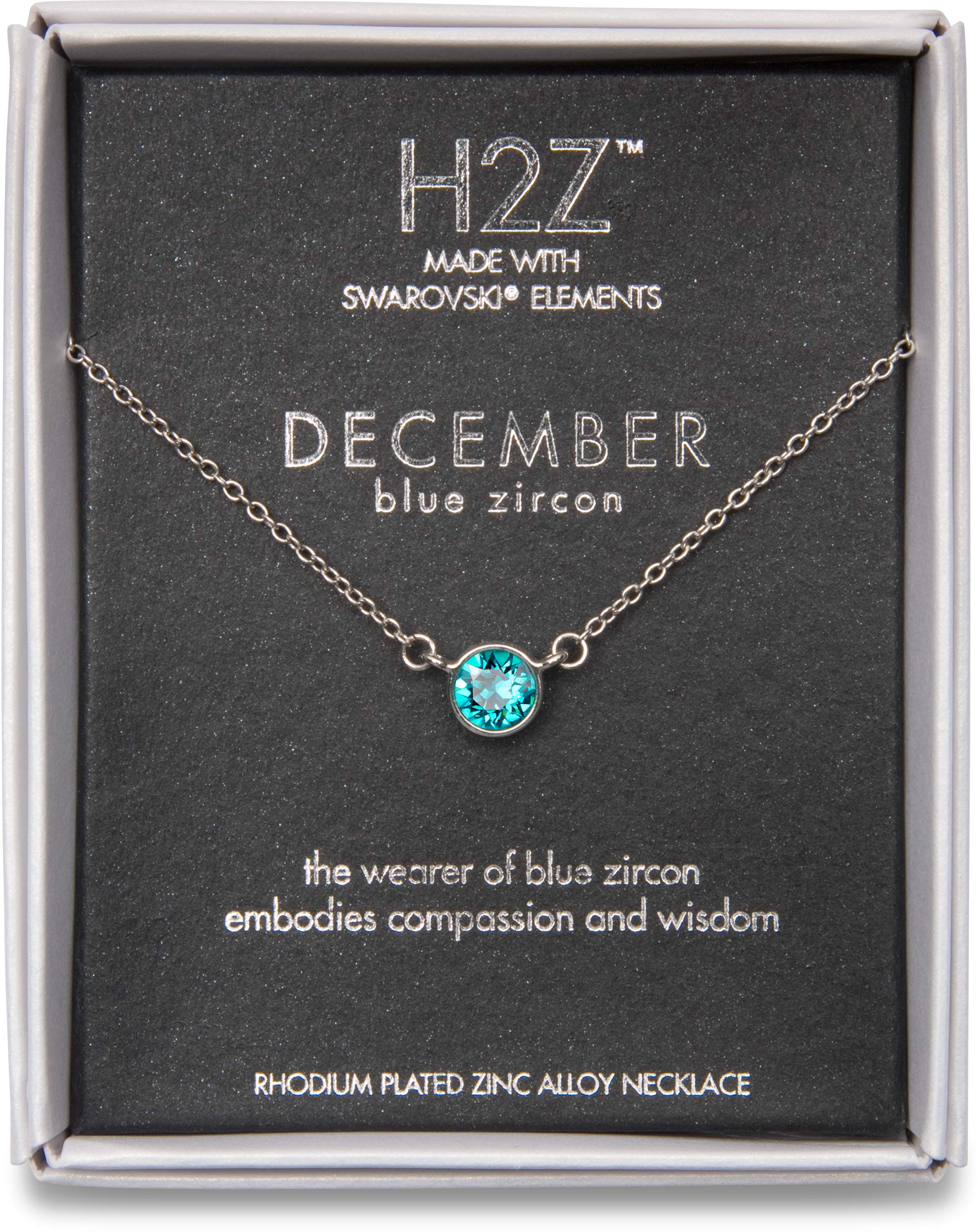 Pavilion Gift Company H2Z 16227 Collar con piedra natal de circonita azul de diciembre y cadena de 18, pequeño