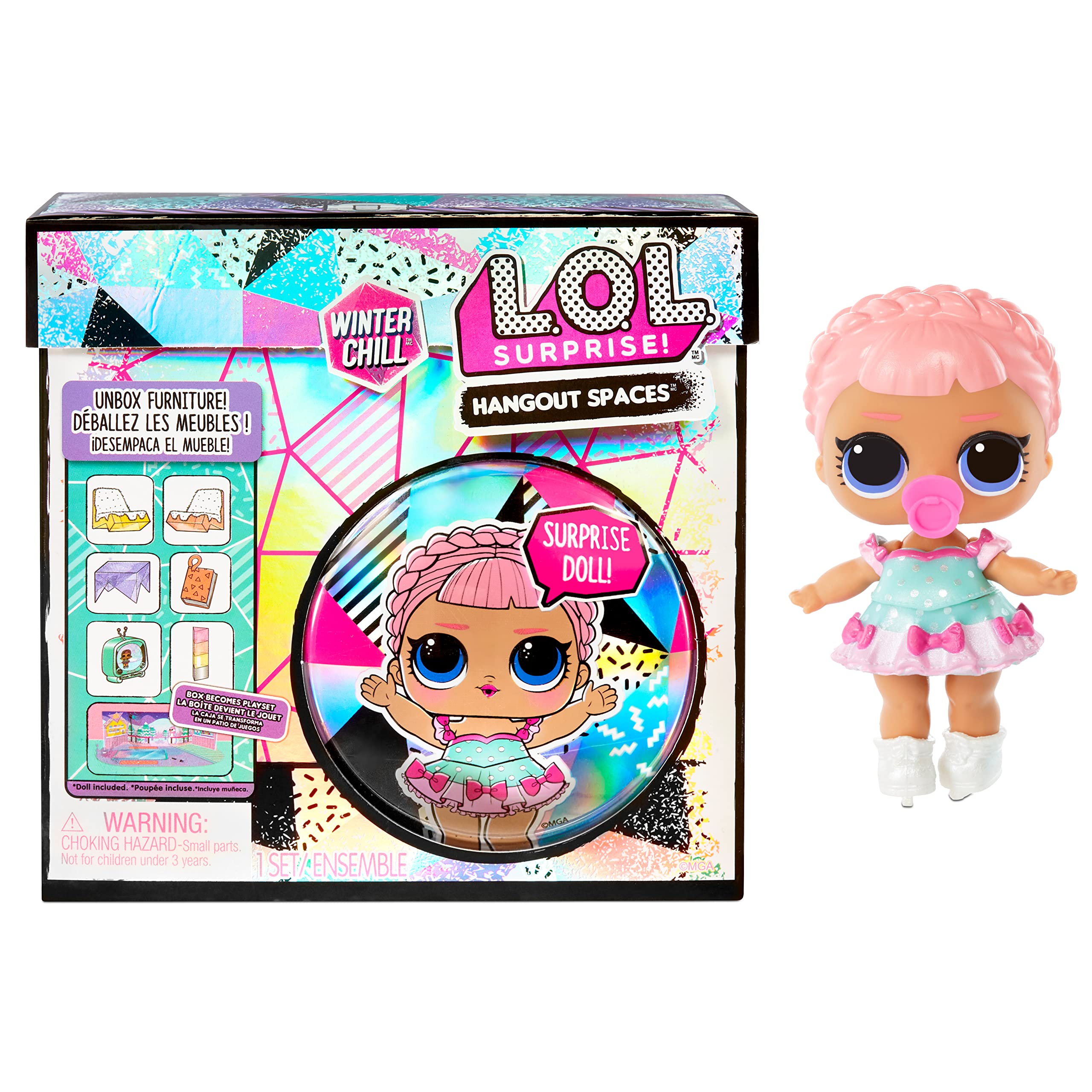 L.O.L. Surprise! 576648EUC LOL Winter Chill Hangout Spaces Set-ICE SK8TER-With 10+ Surprises Including Doll, Accessory, & Furniture-Fold-Out Playset-Collectable-Gift for Girls & Boys Age 4+ F1091