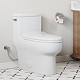 HOROW One-Piece Elongated Toilet, 1.28 GPF High Efficiency, Easy Cleaning Design, Left-Hand Flush Lever, Soft-Close Seat, Com