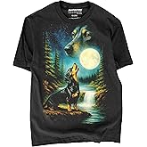 Dachshund T-Shirt, Moonlit Night Art Design, 100% Cotton, Classic Fit, Unisex