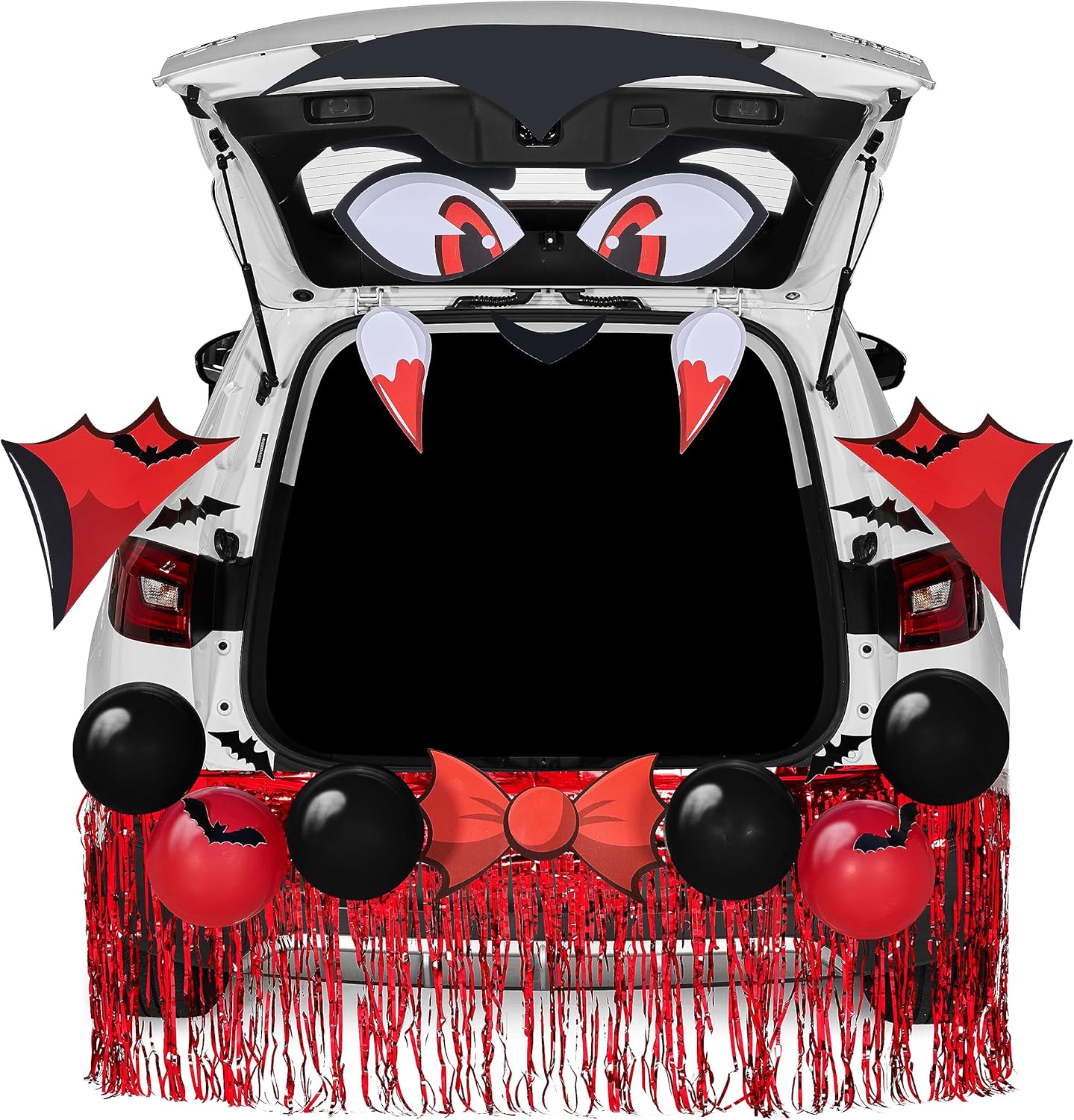 Garage Door Decorations - JOYIN Halloween Trunk or Treat Car Decorations Kit with Vampire Design, Car Archway Garage Decoration with Bats, Balloons, Tassel and a Set of Vampire PVC Boards