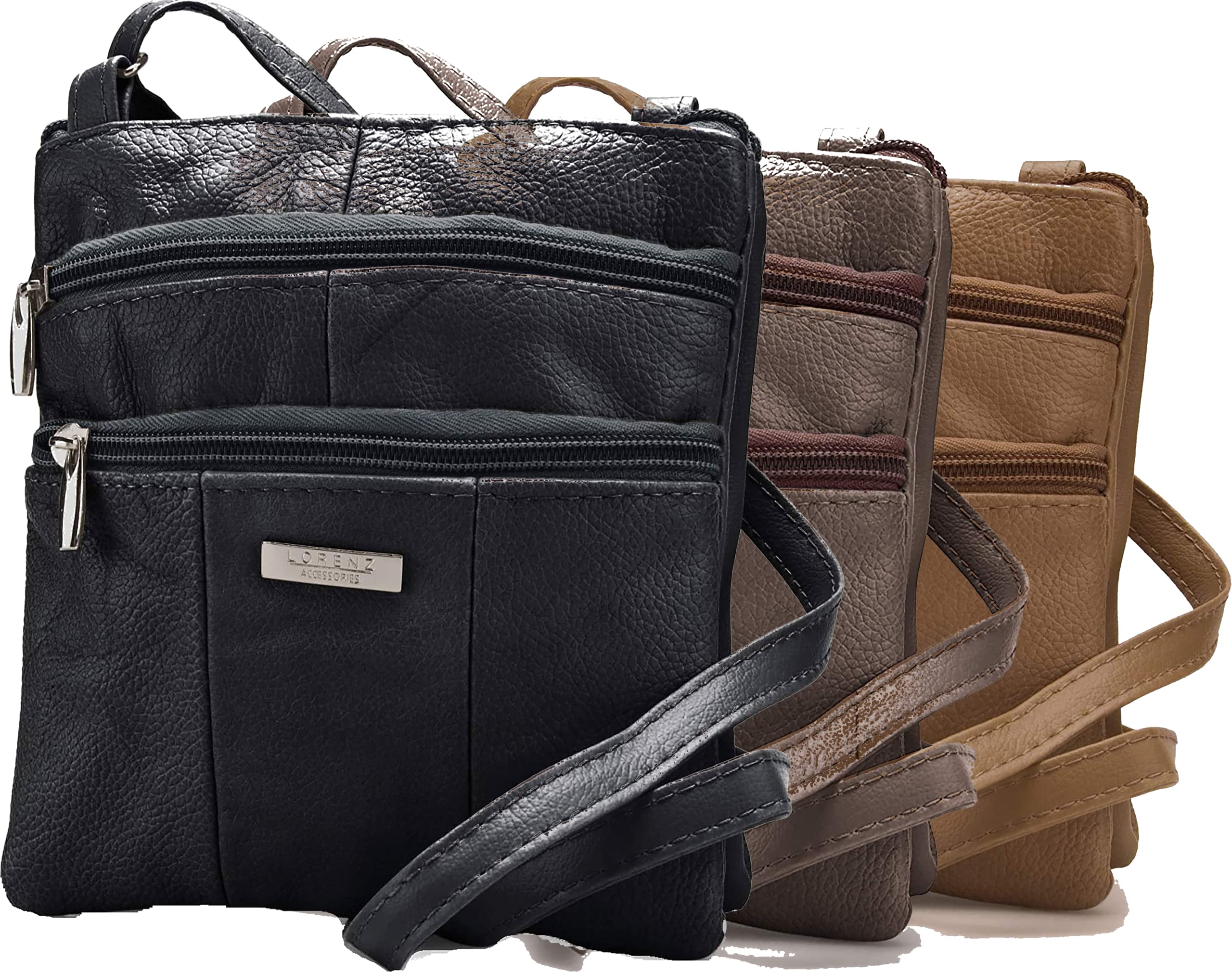 Lorenz Ladies Small Genuine Soft Leather Cross Body / Shoulder Bag (1) # 1941 - Black