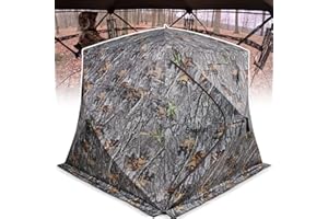 ShedOFF Wide Bottom Hunting Blind 3/4 Person with Portable Chair, 270 Degree See Through Pop up Ground Blinds for Deer Turkey Duck Hunting, Bow Hunting Adjust Windows with Silent Zipper