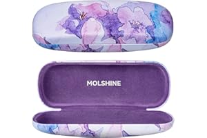 MOLSHINE Hard Shell PU Leather Glasses Case, Travel Portable Eyeglass Case for Men Women Girl Travel Study Work