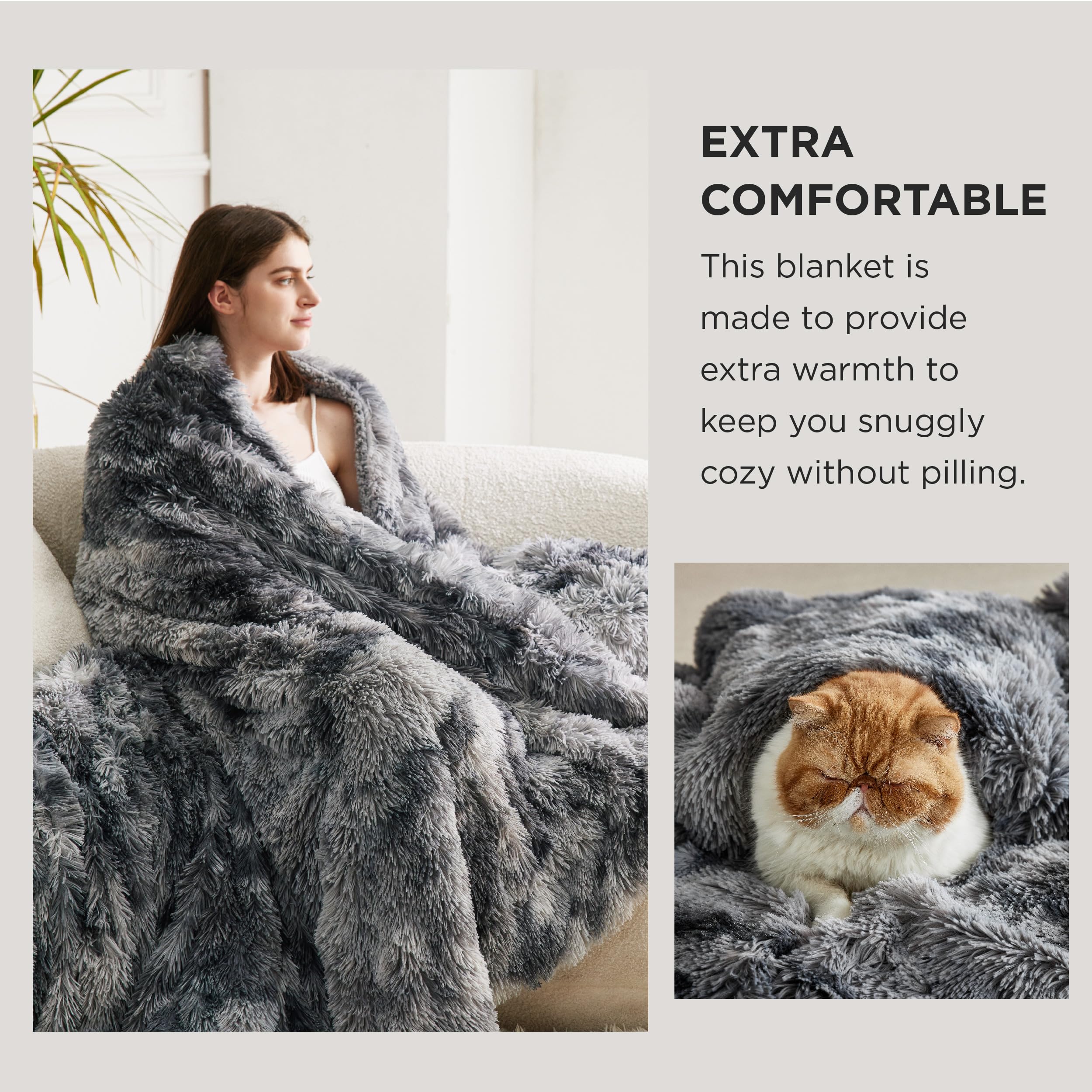 Fluffy Faux Fur Throw Blanket