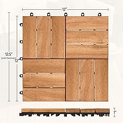 Yaheetech 108pcs Hardwood Interlocking Patio Deck