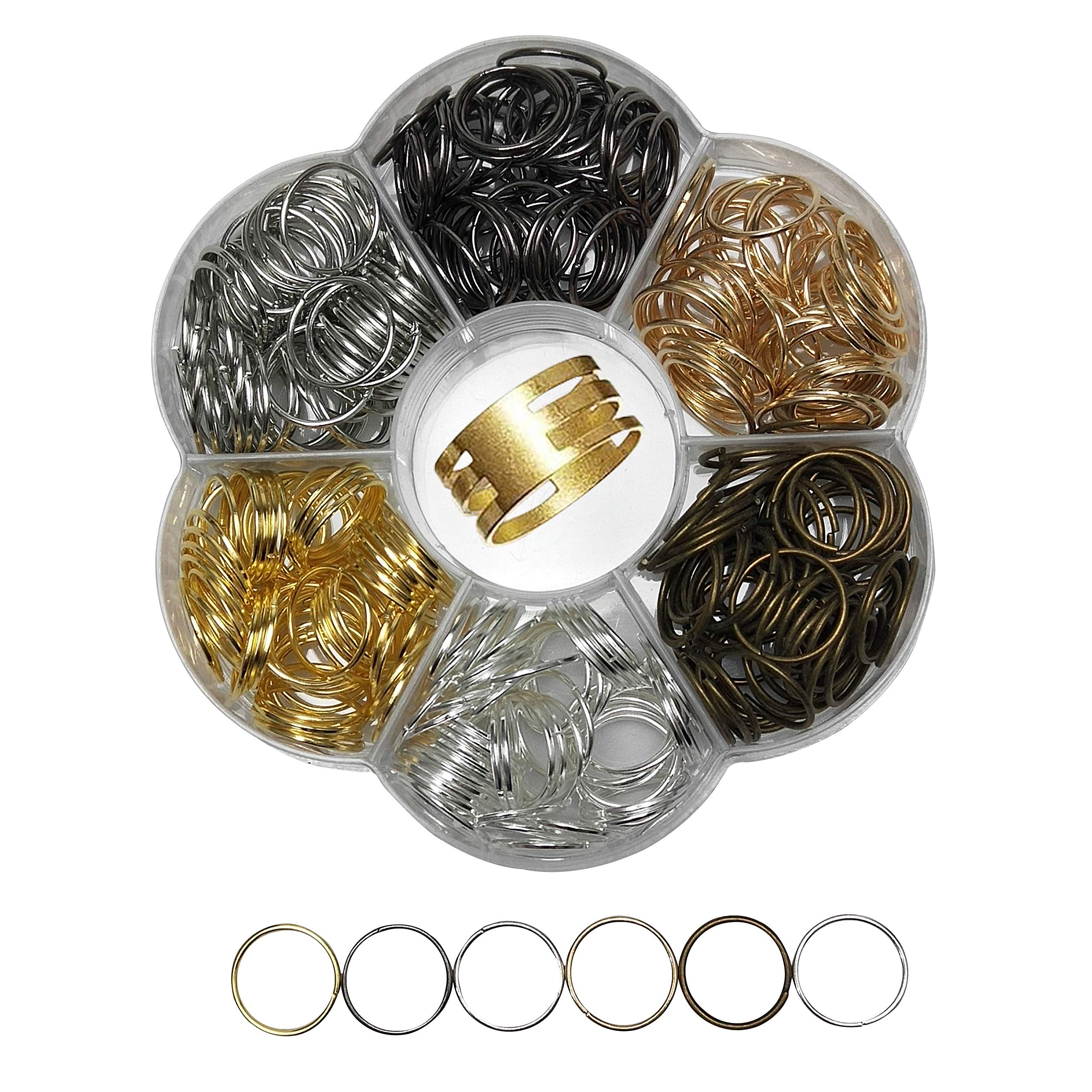 Chenkou Craft 1 Box 6 Colors Open Jump Ring & Ring Jewelry Keychain Making from 4mm to 10mm with 1 pc Jump Ring Open/Close Tool and 1 pc Clear Box (14mm)