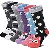 FNOVCO Kids Merino Wool Hiking Socks Toddlers Boys Girls Cozy Thermal Winter Thick Warm Crew Socks 6 Pairs