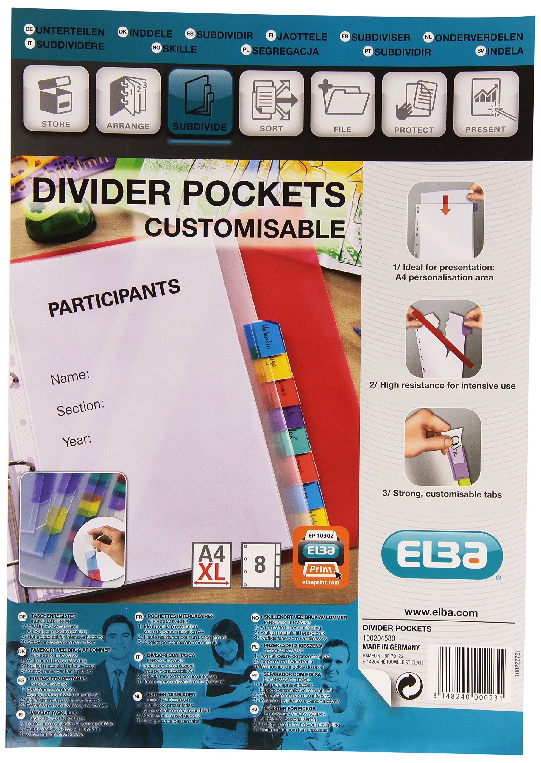 Elba Divider Pouch 8 Positions a4+ POLYPRO