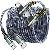 AINOPE USB C Charger Cable 2 Pack 3M+3M 3.1A Right Angle Nylon Braided