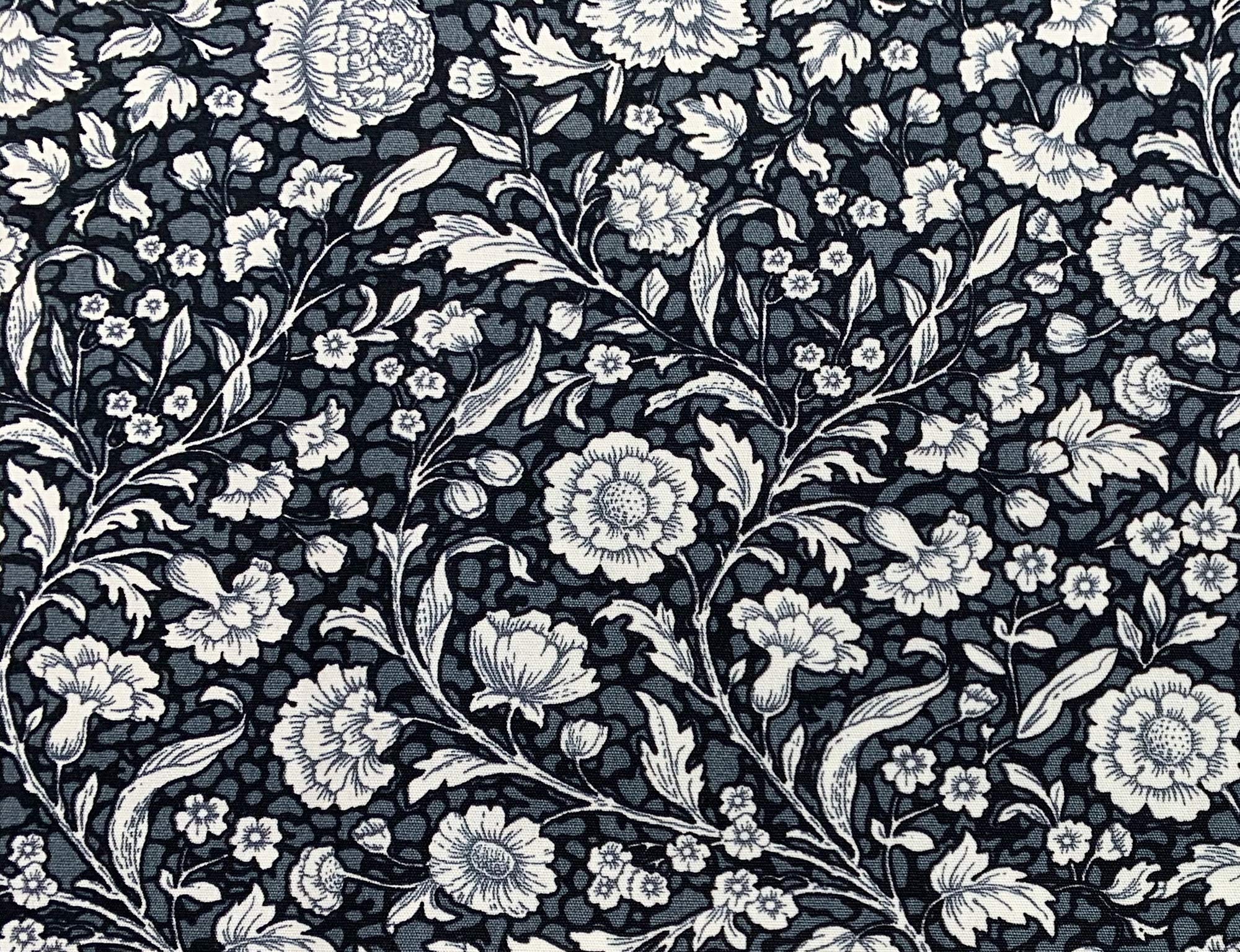 Cotton Fabric - Black & White Small Floral Print - Craft Fabric Material by The Metre (CP0722BLA)