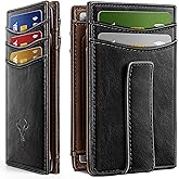 BULLIANT Magnetic Closure Slim Wallet-Genuine Leather Front Pocket Wallet for Men,RFID Blocking,Holds 12 Cards and Money Clip