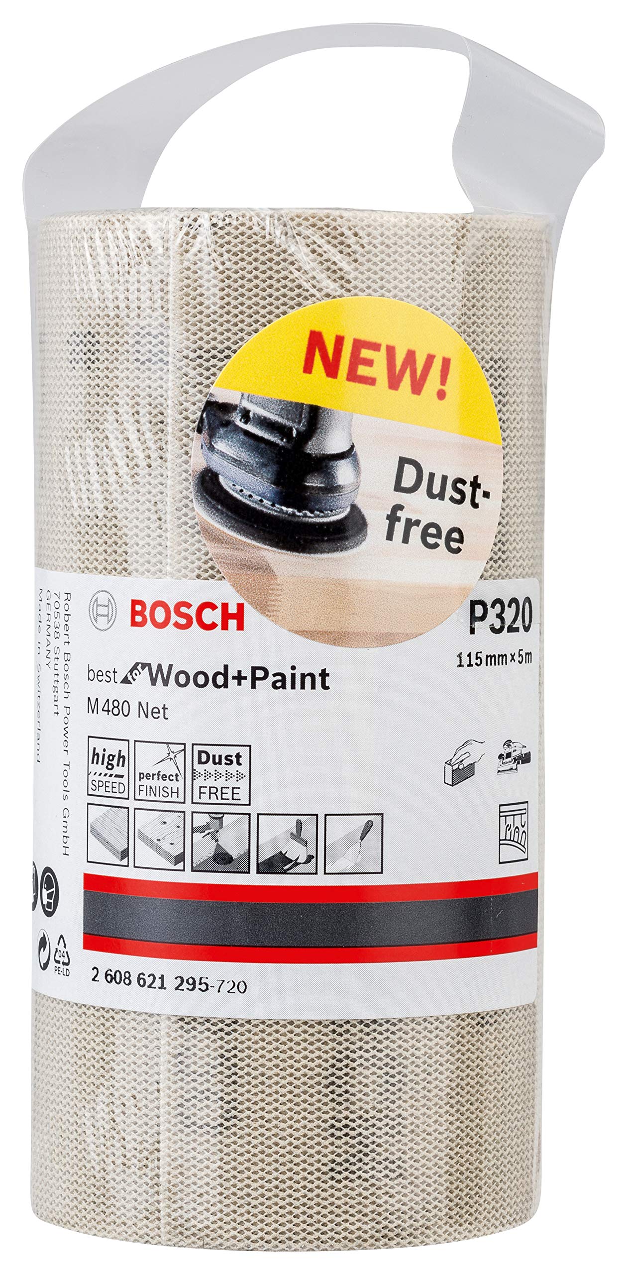 Bosch Professional Sanding Paper Roll M480 Best for Wood and Paint (Wood and Paint, 115 x 5000 mm, grit G320, Accessories for Hand Sanding)