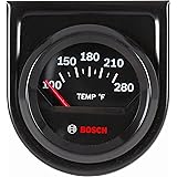 Actron SP0F000049 Bosch Style Line 2" Electrical Water/Oil Temperature Gauge (Black Dial Face, Black Bezel)