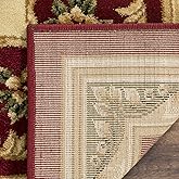 SAFAVIEH Lyndhurst Collection Area Rug - 9' x 12', Red & Ivory, Traditional European Medallion Design, Non-Shedding & Easy Ca