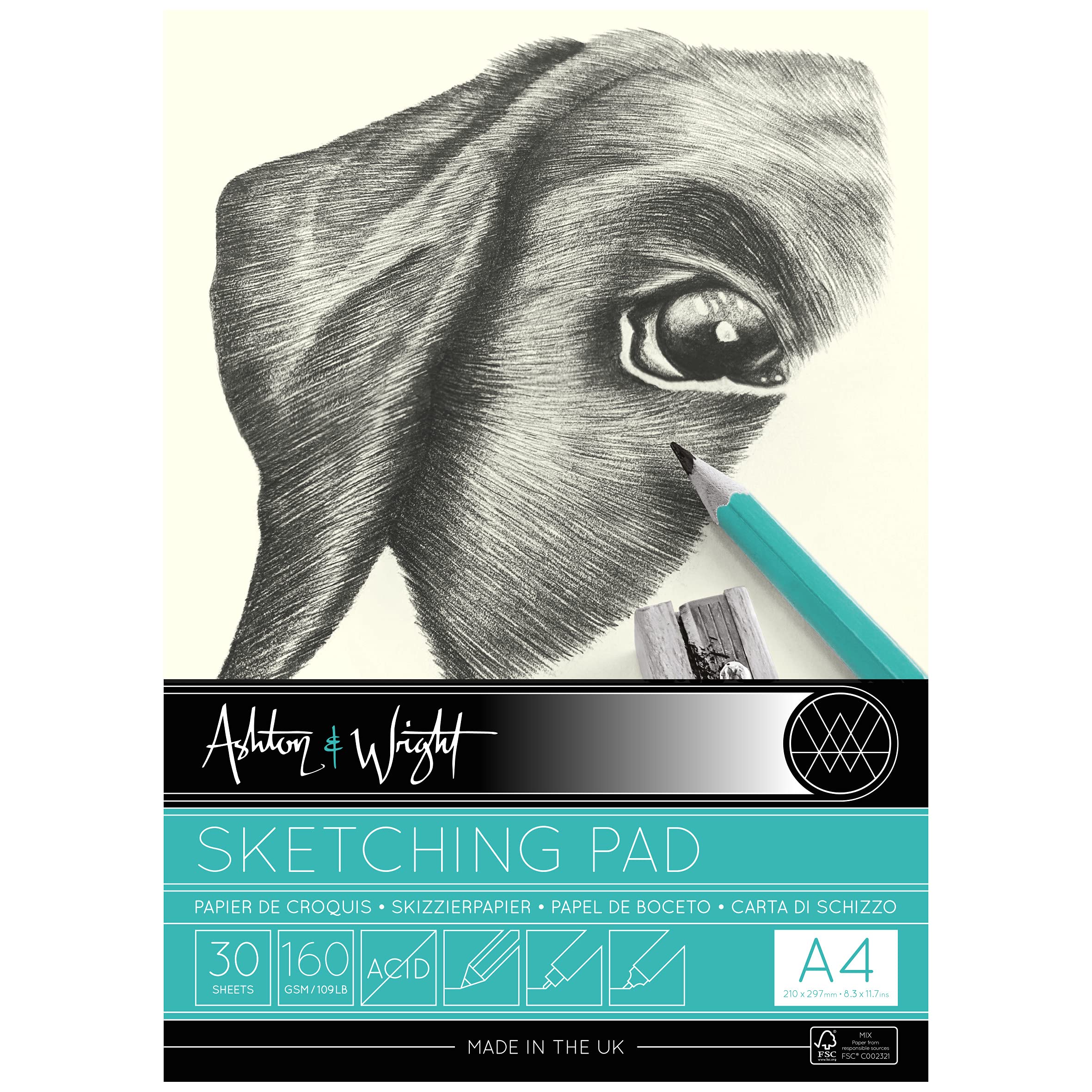 Ashton and Wright - A4 Classic Ivory Sketching Pad - 160gsm Paper - 30 Sheets