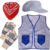 Tigerdoe Kids Train Engineer Costume Set - 3 PC Set -Train Conductor Hat, Vest, Red Bandana and Gloves -Childs Conductor Dress Up Kit
