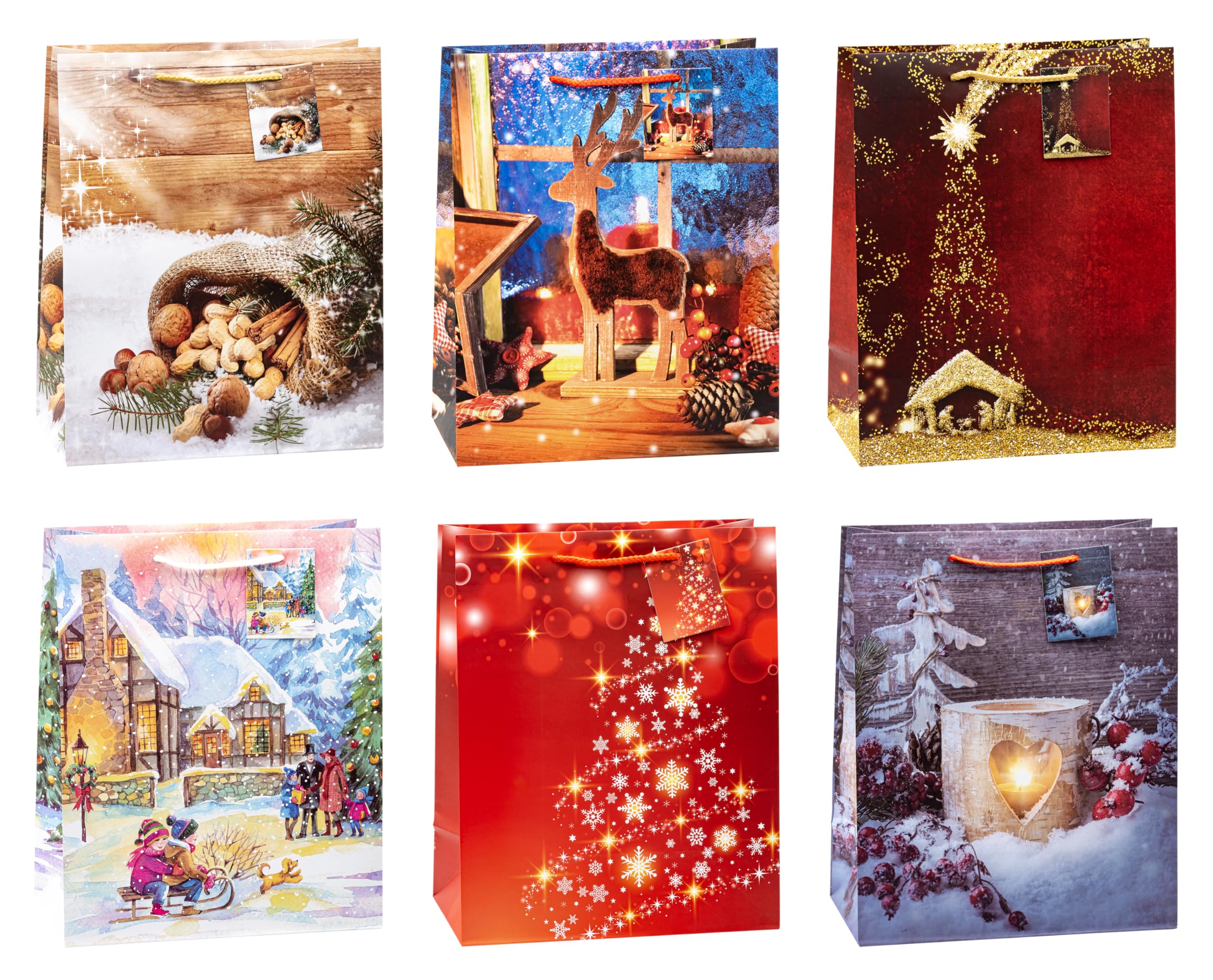 TSI 87310 gift bags Christmas No 10, Pack of 12, size: large (12,5 x 10 x 5,5 inch) — image 1