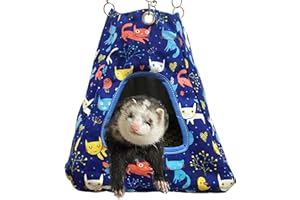FULUE Small Animal Ferret Rat Guinea Pig Degu Gerbil Mice Hamster Chincilla Hammock Sleeper Cage Accessories (Blue Tent)