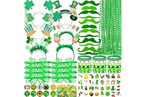 Seifar 220 Pcs St. Patrick's Day Party Favors Set, Shamrock Glasses Necklaces Head bands Bracelets Mustaches Tattoos Accessor