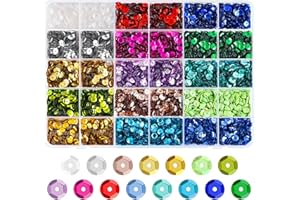 NACHLYNN 16800 Pcs 6MM Bulk Loose Sequins 15 Colors Rainbow Round Sequins for Crafts Sewing Wedding Christmas Jewelry Making Nail Arts Crafts