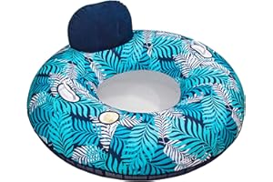 Aqua LEISURE Oversized Supreme Lake Tube Float – Heavy Duty Adult Pool Chair Float – Blue/White Fern