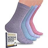 Pembrook Bamboo Viscose Dress Socks Women - 4 Pairs Crew Trouser Socks Women | Moisture Wicking Thin Socks Women