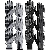 Vabean 6 Pairs Winter Gloves for Men Women Waterproof Windproof Touch Screen Gloves Cold Weather Thermal Gloves