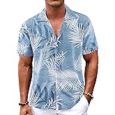 BOJIN Men's Hawaiian Shirts Short Sleeve Button Down Casual Shirts Summer Printed Tropical Floral Aloha Beach Shirts