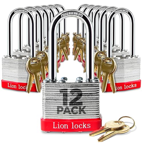 Reviews For Lion Locks 12 Keyed-Alike Padlocks W/ 2\" Long Shackle, 24 Keys, Hardened Steel Case Pad Lock Pick Resistant Brass Pin Cylinder 12 Pack For Hasp Latch Sheds Fences Storage Locker School Gym