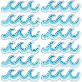 20 Pieces Ocean Wave Embroidered Patches - Blue Sea Wave Iron-On Or Sew-On Patches For Jackets, Hats, Bags, DIY Repair & Decoration