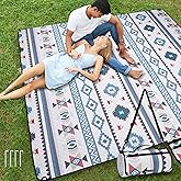WICKERLAND Picnic Blankets Extra Large - Beach Blanket Waterproof Sandproof with Shoulder Strap, Machine Washable, Outdoor Blanket with Stakes for Grass Concert, Park, Lawn,Travel,Spring Summer. Navy