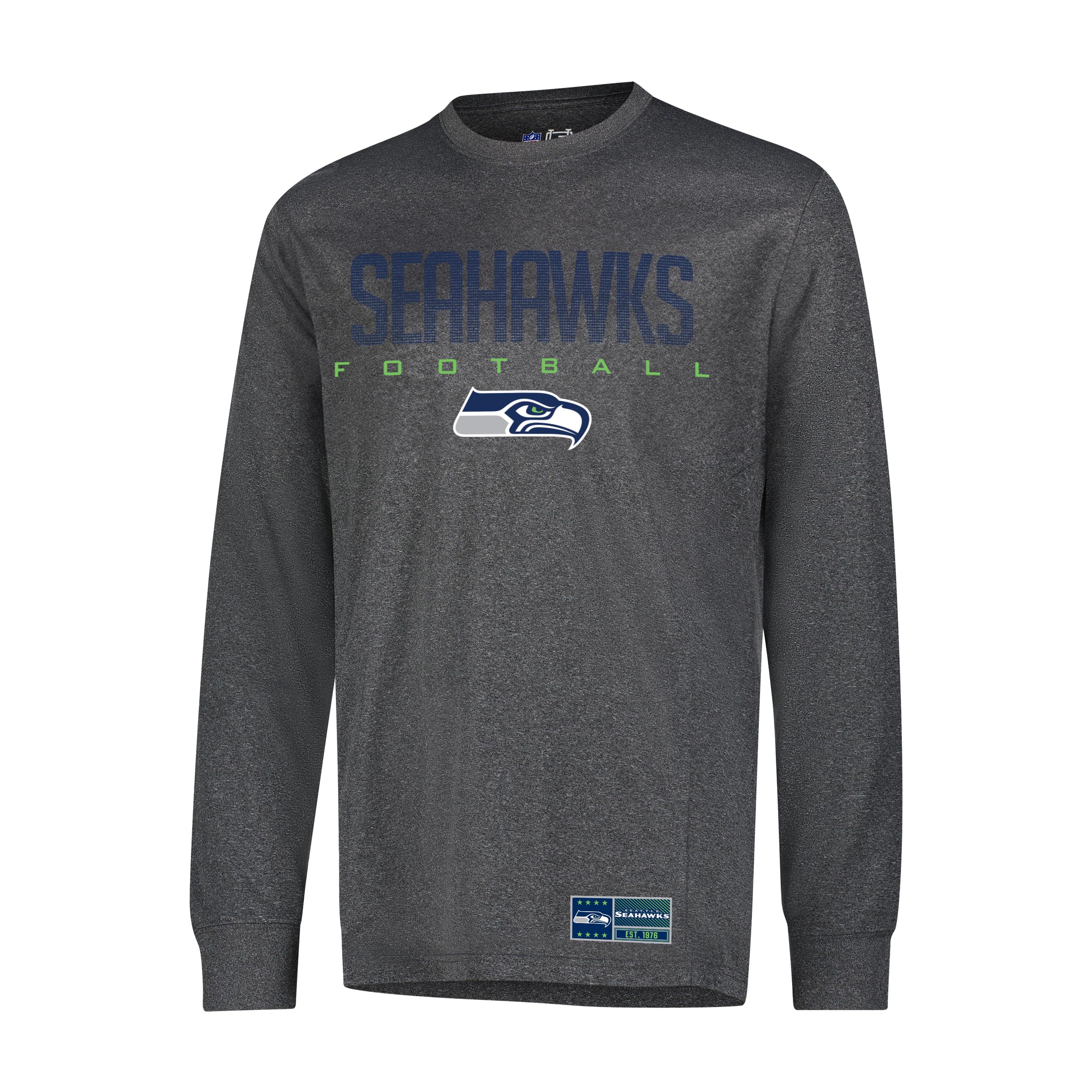 Ultra Game NFL Official Adults Super Soft Game Day Long Sleeve T-Shirt - Unisex, Seattle Seahawks, Heather Charcoal, Small Image