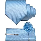 JEMYGINS Mens Tie and Lapel Pin with Pocket Square Tie Clip Sets for Casual and Business 4PCS