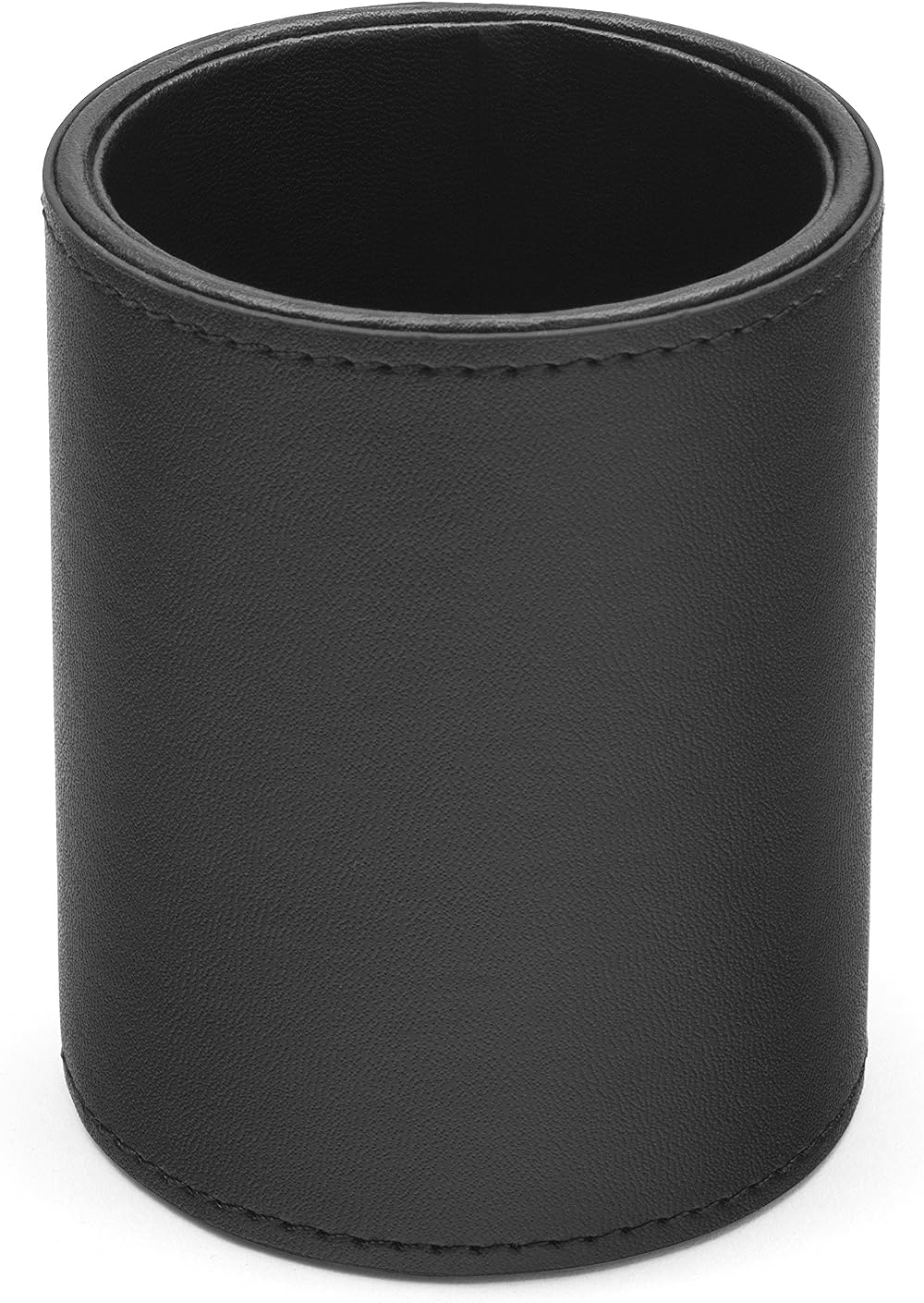 Osco Faux Leather Pen Pot Desk Organizer Black 7.5cm W x 10.5cm H x 8.5cm Dia