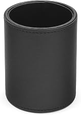 Osco Faux Leather Pen Pot Desk Organizer Black 7.5cm W x 10.5cm H x 8.5cm Dia