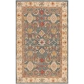 SAFAVIEH Anatolia Collection Accent Rug - 2' x 3', Light Blue & Ivory, Handmade Traditional Oriental Wool, Ideal for High Tra