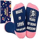 Belloxis Funny Birthday Gifts for Women, Non-Slip Cotton Crew Socks, 30th 40th 50th 60th 70th Gifts for Her Birthday