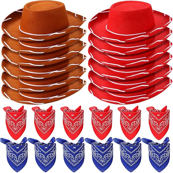 SGBETTER 4er Set Cowboyhüte Aus Filz Für Kinder – Rot, Braun, Rosa, Schwarz, Für Kostümpartys