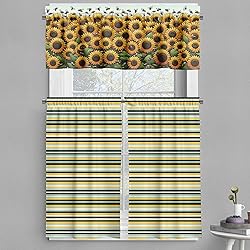 Ambesonne Summer Tones Valance & Tier Curtain 3 pcs