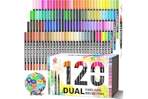 TBC The Best Crafts Dual Markers Brush Pens Set, 120 Art Markers Christmas Gifts for Adult Book Cards Drawing Craft Kit Teacher Office Supplies (120 Colors)